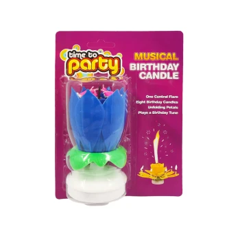 1pc Flower Musical Birthday Candle, Blue