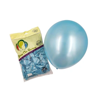 100pcs 12″ 3.2g Party Time Metallic Sky Blue Latex Balloons