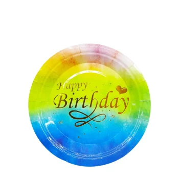 6-Pieces 7″ Happy Birthday Paper Plates - Gradient Colorful