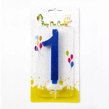 Number 1 Glittery Number Candle, Blue - Birthday Candles