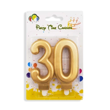 Number 30 Birthday Candle, Gold