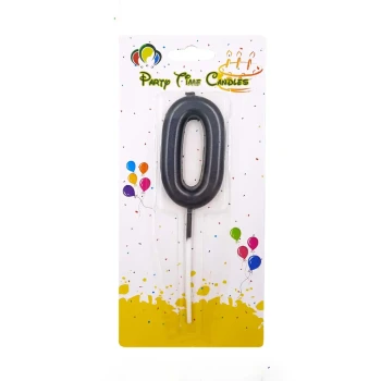 Number 0 Candle, Black - Birthday Candle