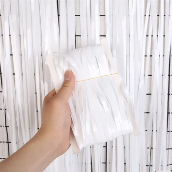 1mx2m Foil Fringe Curtain - White