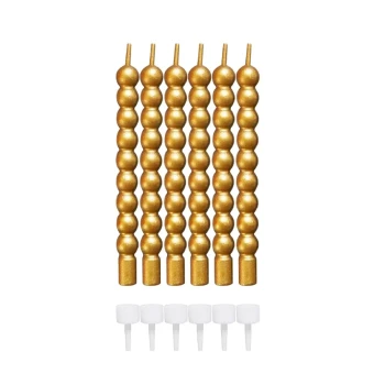 6 Pcs set Metallic Gold Ball Candles with Holders 8.5cm Long Bubble Shape Cake Candles
