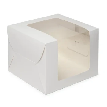 White Colour Small Cake Box 15cm x 15cm x 10cm(6″x6’x4″)