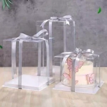 Square Clear Lid Tall Cake Box 17cm X 17cm x 20cm