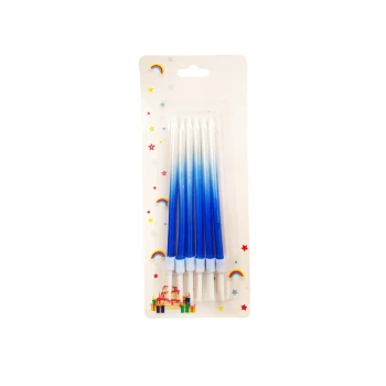 6-Pieces Long Spiral Shiny Birthday Candle - Blue