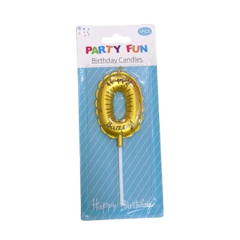 Number Zero Birthday Candles - Gold