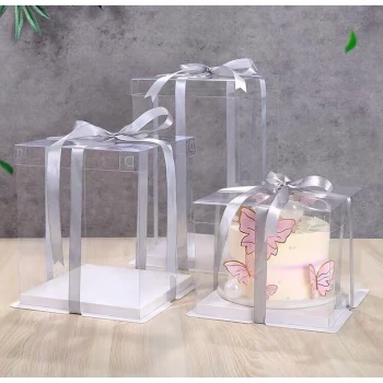 Square White Clear Lid Tall Cake Box 22cm X 22cm x 30cm
