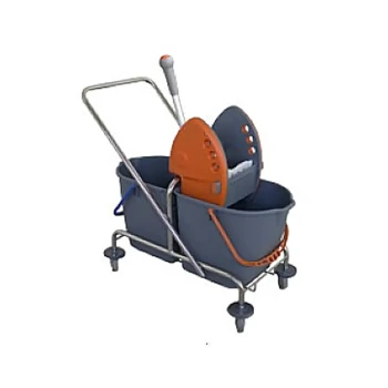 Double Mop Bucket Trolley 30LT (Grey/Orange) - TMB - Made in Italy