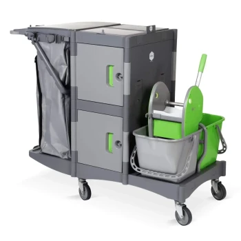 Brix School Smart Janitorial Trolley - Without Door (With Double Bucket) - IPC RS - Made in Italy