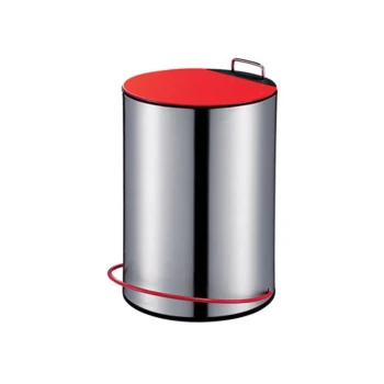 Stainless Steel Coated Dust Bin With Pedal & Color Lid 5LT - Matte Finish (Green & Red) Hygiene System - Made in China