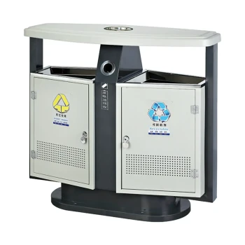 Outdoor 2 Compartment Iron Recycle Bin (44LT) With Ashtray - Hygiene System - Made in China