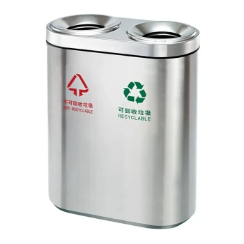Stainless Steel Coated 2 Compartment Recycle Bin (42LT) - Hygiene System - Made in China