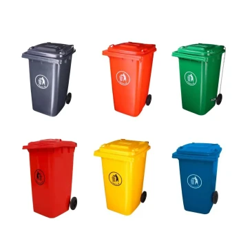 Garbage Bin With Wheel And Side Pedal 120LT - Virgin Plastic (Green, Grey & Red) - Hygiene System - Made in China