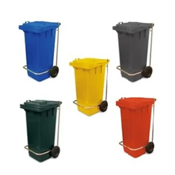 Garbage Bin With Wheel And Centre Pedal 120LT - Virgin Plastic (Red, Yellow, Blue, Green & Grey) - IPC RS - Made in Italy