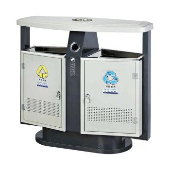 Outdoor 2 Compartment Iron Recycle Bin (44LT) With Ashtray - Hygiene System - Made in China
