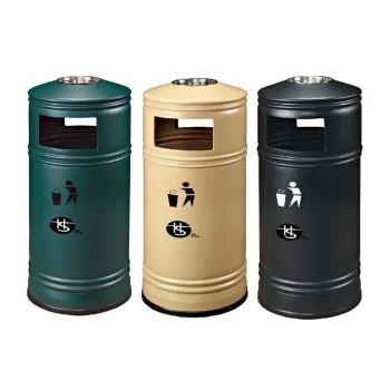 Outdoor Iron Ashtray Bin 33LT (Beige & Green) - Hygiene System - Made in China