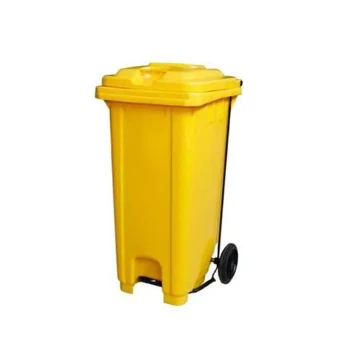 Garbage Bin 120Ltr Single Door with Pedal & Wheel,54x47x90cm Yellow Color