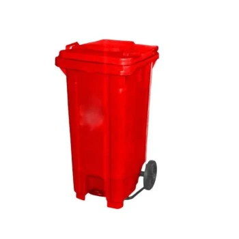 Garbage Bin 240 Ltr Single Door with Pedal & Wheel 70x59x100cm, Red color