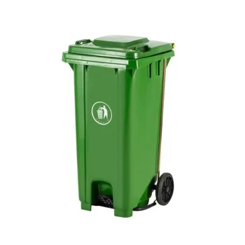 Garbage Bin 240 Ltr Single Door with Pedal & Wheel 70x59x100cm,,Green color