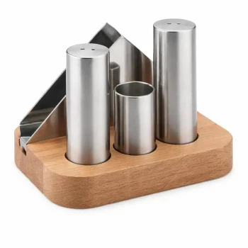Salt & Pepper Set Stainless + Wood