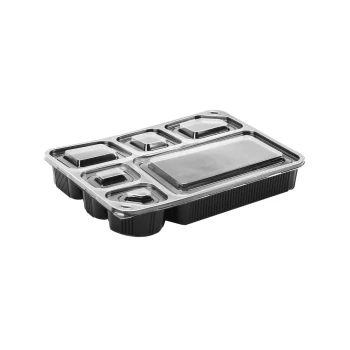Multipack-Black base 6 Section Containers with Lid