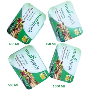 Plastic Food Containers Pack Of 5Pcs with Lid (500ml,650ml,750ml,1000ml)