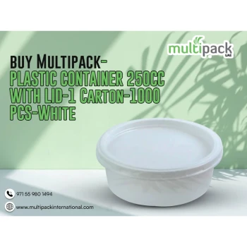 PLASTIC CONTAINER 250CC WITH LID-1 Carton-1000 PCS-White