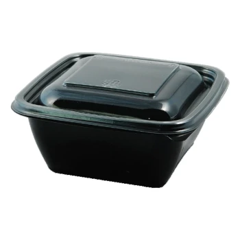 BLACK SQUARE CONTAINER V702 (375ML) + C701 (W/CLEAR LID)