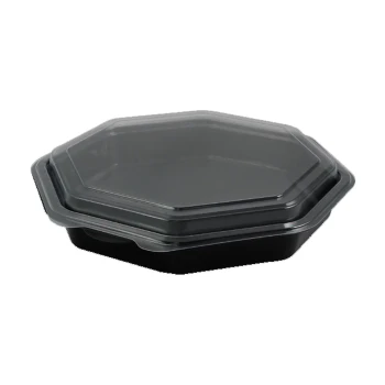 BLACK OCTAGONAL CONTAINER H105 W/CLEAR LID