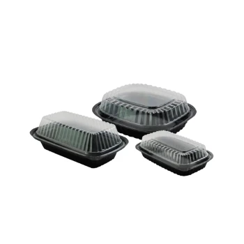 BLACK RECT. DELI CONT. H045 W/CLEAR LID