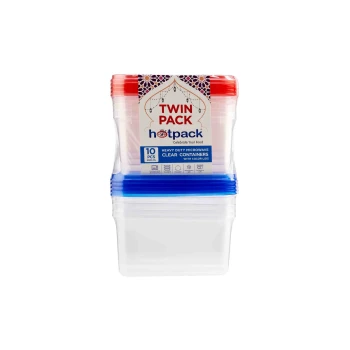 Twin Pack Clear HD Rectangular Microwave Container with Color Lids
