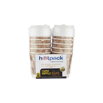 8 Oz Printed Design Ripple Paper Cup With Lid 10 Pieces