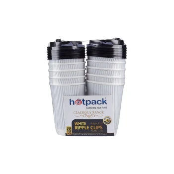 12 Oz White Ripple Paper Cup With Lid 10 Pieces