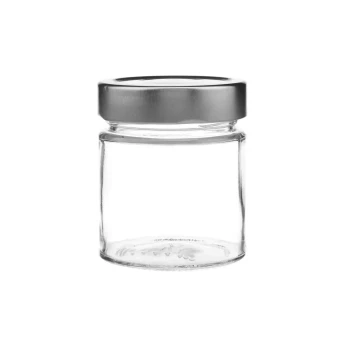 Glass Jar Ergo Shape With Silver Cap