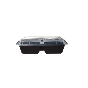 Black Base Rectangular Ribbed Container 3 Compartment 300 Pieces