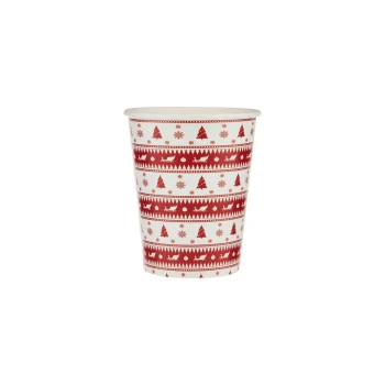 25 Pieces 8 oz Red and White Single Wall Paper Cups