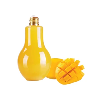 Bulb Shape Plastic Juice Bottle With Silver Cap 400ml 10 Pieces