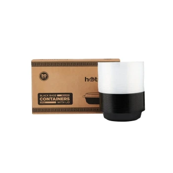 Black Base Round Microwavable Container with Lid