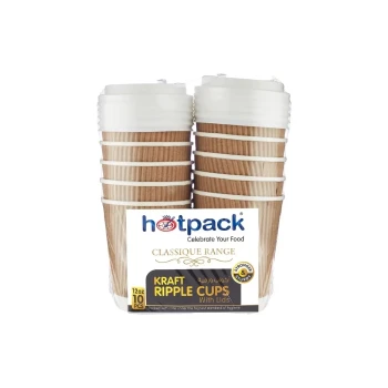 12 Oz Kraft Ripple Paper Cup With Lid 10 Pieces