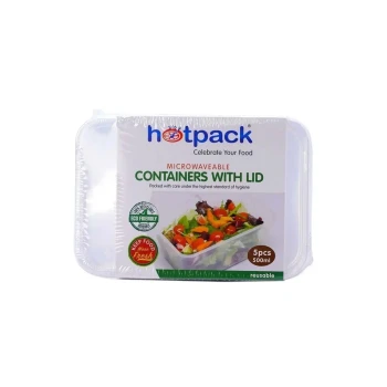 Microwaveable Food Container 500 ml With Lid 5 Pieces