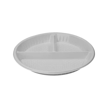 Round Plastic Plate 3-Compartment | 10 inches