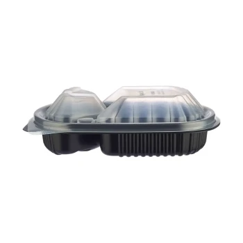 Black Base Rectangular 3-Compartment Container 250 Pieces
