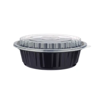 Black Base Round Container 16 Oz with Lids 150 Pieces