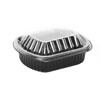 Black Base Rectangular Container 12 oz with Lids | 250 Pieces