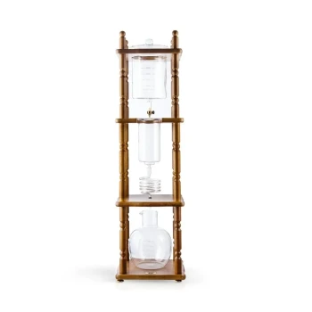 Yama Glass 25 Cup Cold Drip Maker Curved Brown Wood Frame