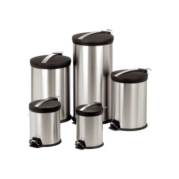 Stainless Steel Pedal Bin With Black Lid