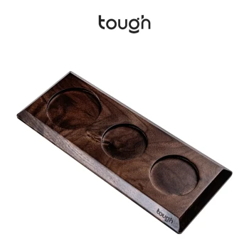 TOUGH UFO Three-Hole Walnut Wood Stand