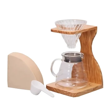 HARIO V60 Olive Wood Stand Set